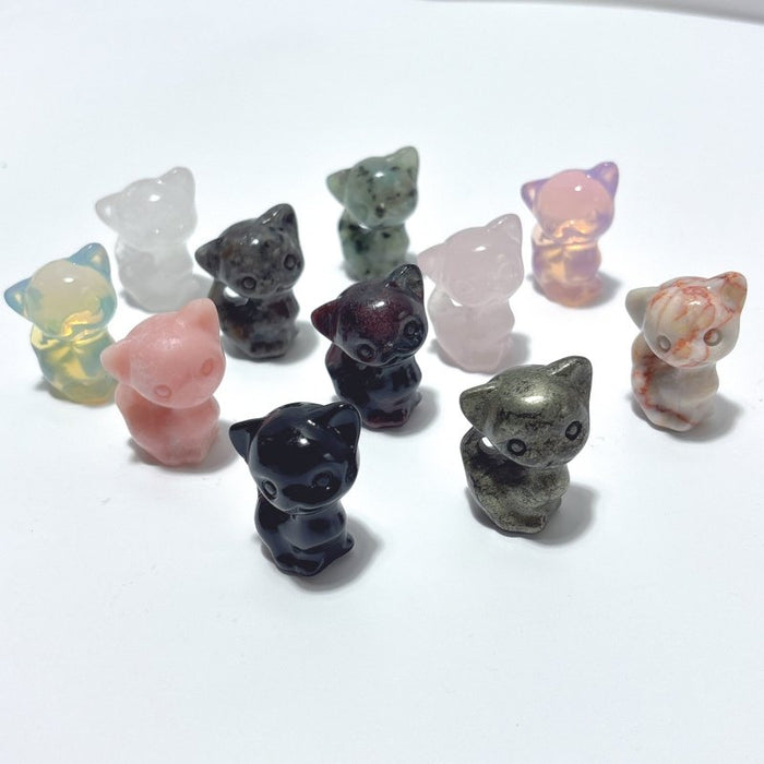 11 Types Cat Carving Wholesale Obsidian Pink Opal Yooperlite