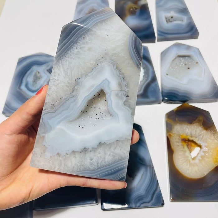 12 Pieces Agate Geode Druzy Tower Point Wholesale