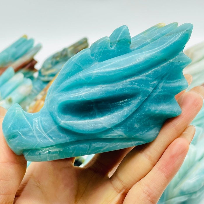 12 Pieces Beautiful Caribbean Calcite Dragon Head Carving