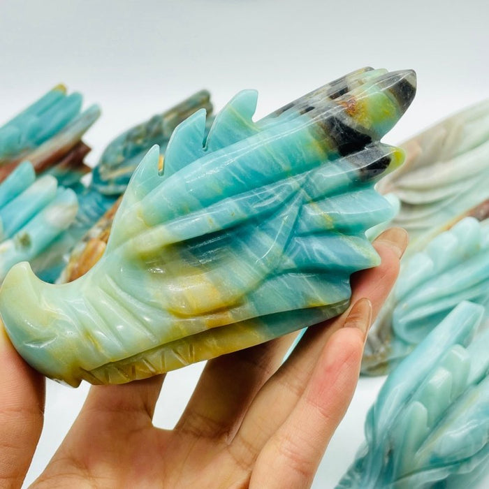 12 Pieces Beautiful Caribbean Calcite Dragon Head Carving