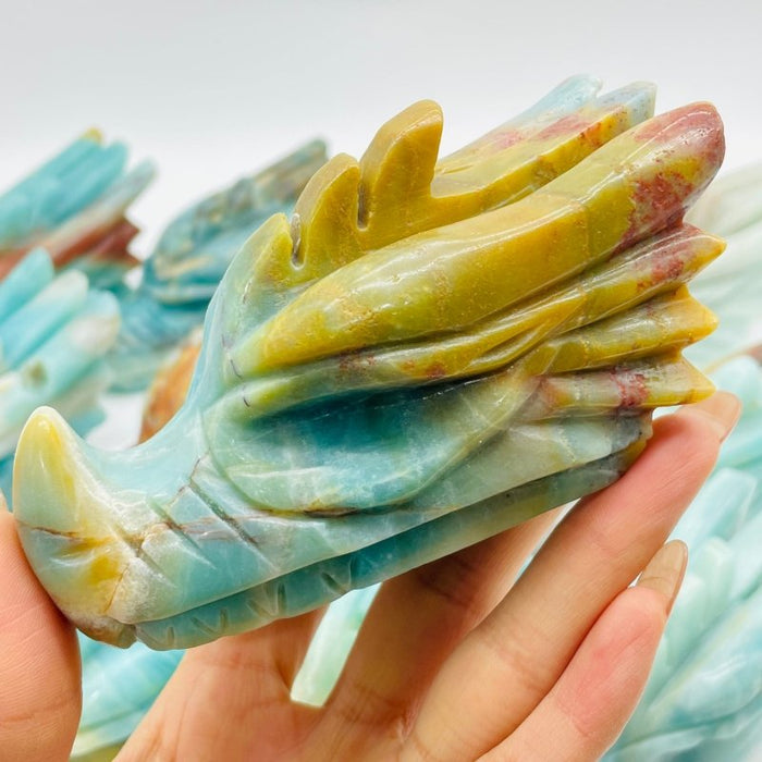 12 Pieces Beautiful Caribbean Calcite Dragon Head Carving
