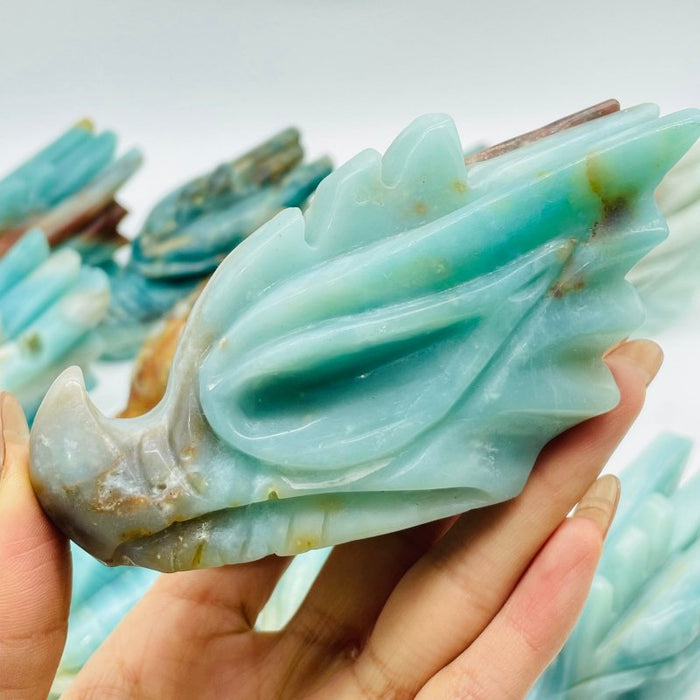 12 Pieces Beautiful Caribbean Calcite Dragon Head Carving