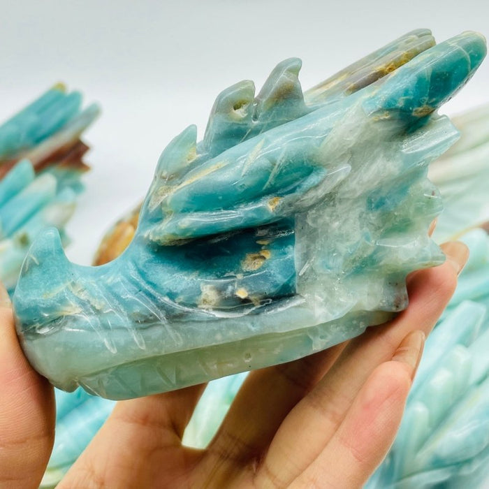 12 Pieces Beautiful Caribbean Calcite Dragon Head Carving