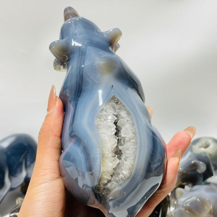 12 Pieces Beautiful Geode Druzy Agate Bear Carving