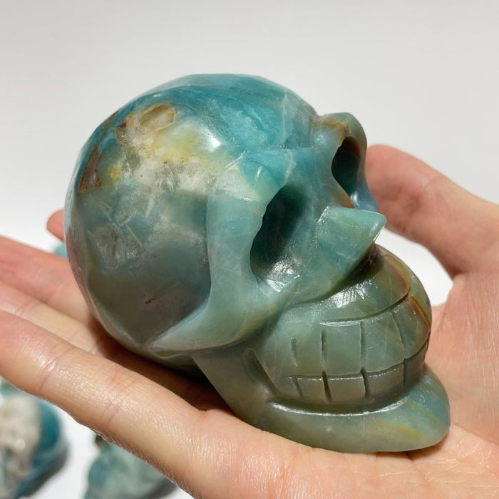 12 Pieces Caribbean Calcite Skull Carving