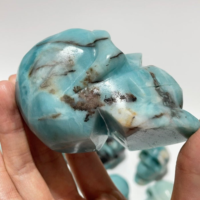12 Pieces Caribbean Calcite Skull Carving
