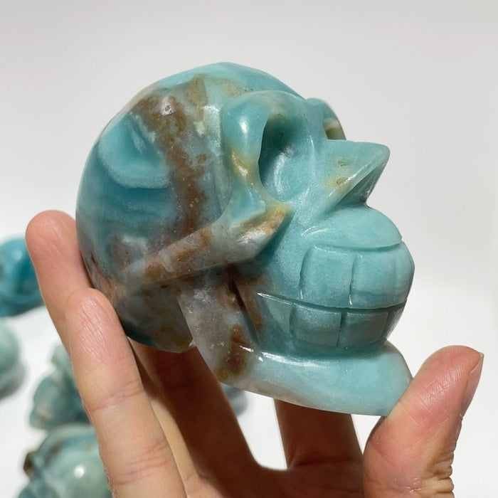 12 Pieces Caribbean Calcite Skull Carving