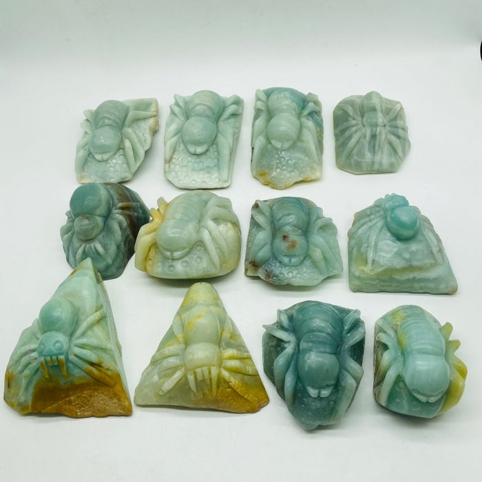 12 Pieces Caribbean Calcite Spider Carving
