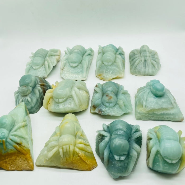 12 Pieces Caribbean Calcite Spider Carving