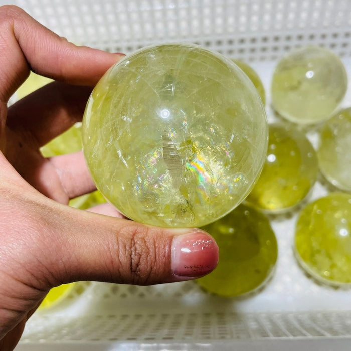 12 Pieces Citrine Crystal With Rainbow Spheres
