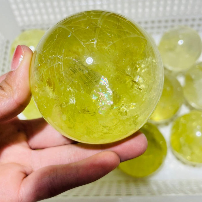 12 Pieces Citrine Crystal With Rainbow Spheres