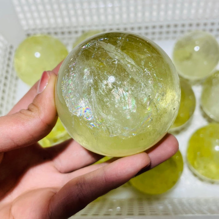 12 Pieces Citrine Crystal With Rainbow Spheres