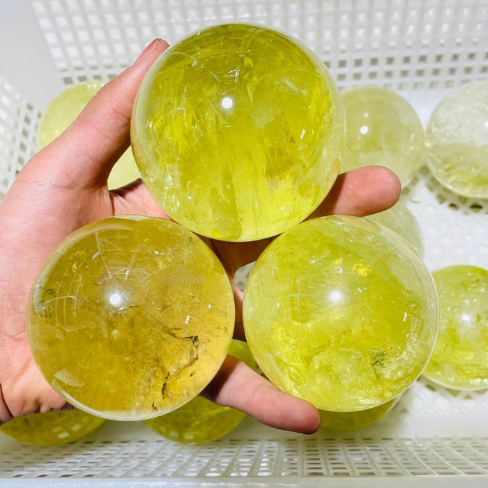 12 Pieces Citrine Crystal With Rainbow Spheres