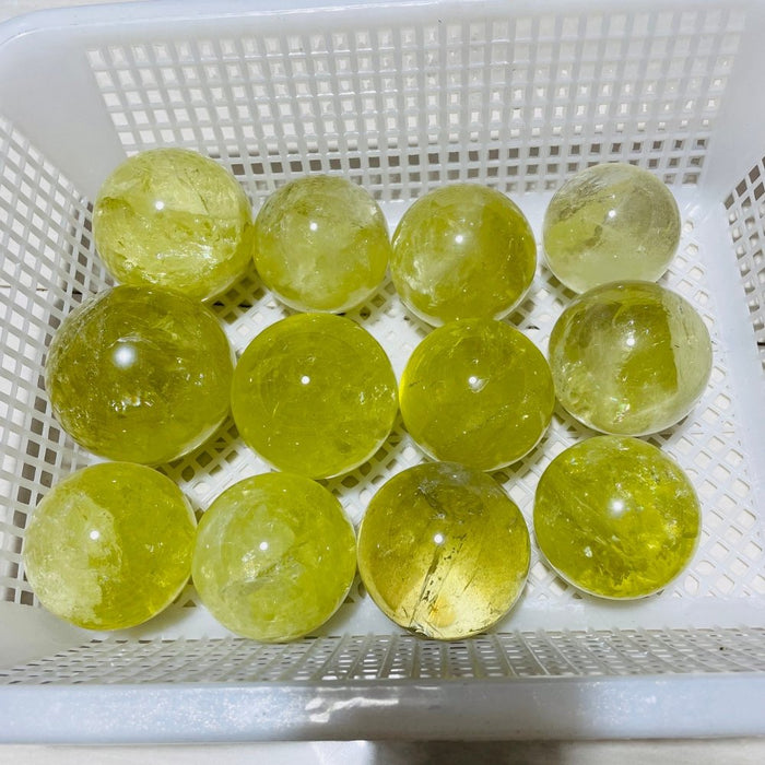 12 Pieces Citrine Crystal With Rainbow Spheres