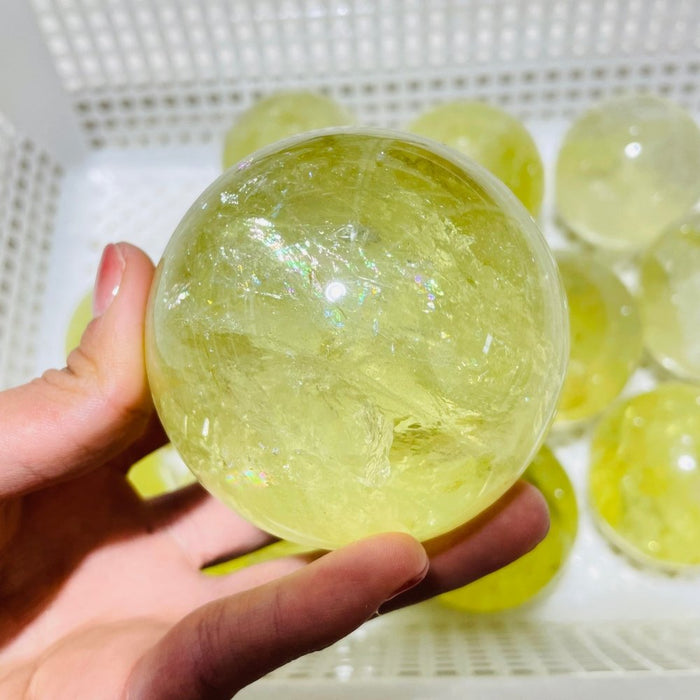 12 Pieces Citrine Crystal With Rainbow Spheres