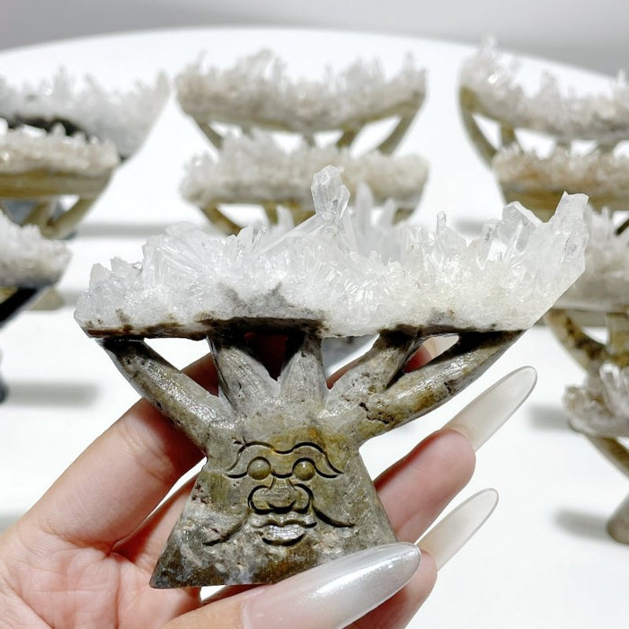 12 Pieces Clear Quartz Cluster Dendroid Guard Carving