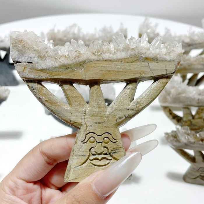 12 Pieces Clear Quartz Cluster Dendroid Guard Carving