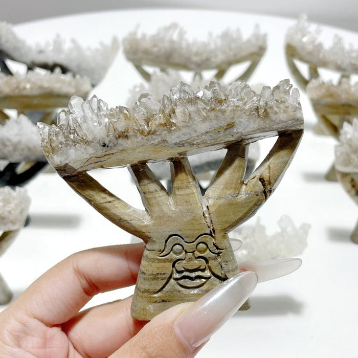 12 Pieces Clear Quartz Cluster Dendroid Guard Carving