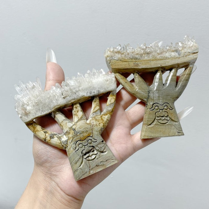 12 Pieces Clear Quartz Cluster Dendroid Guard Carving