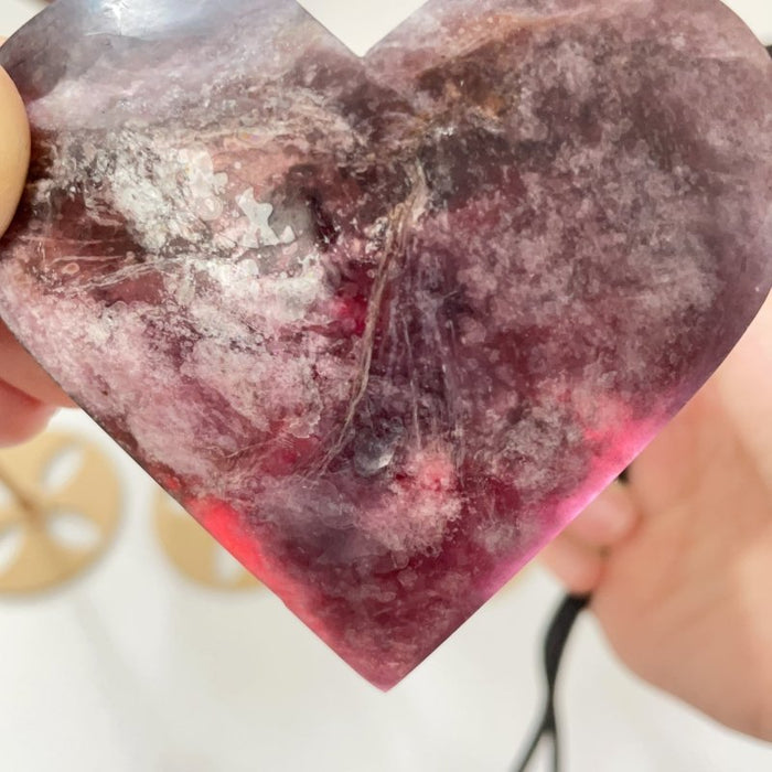 12 Pieces High Quality Flash Lepidolite Heart With Stand
