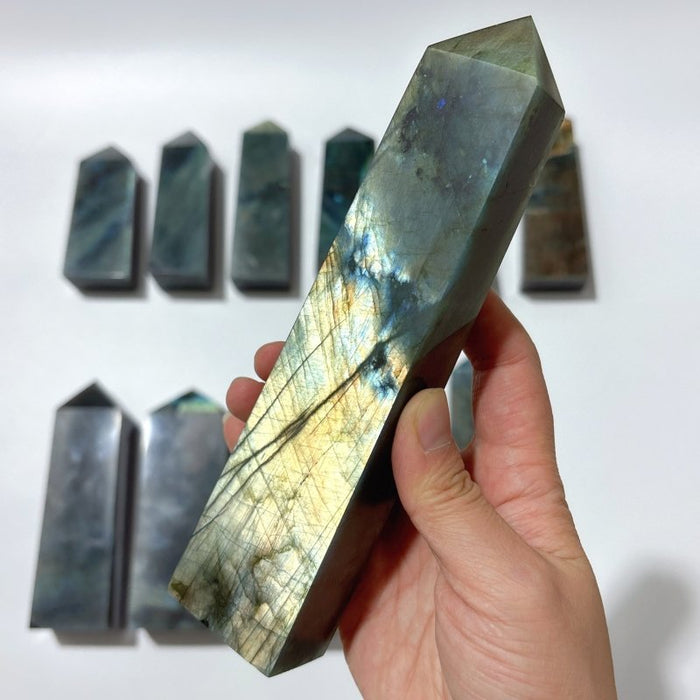 12 Pieces High Quality Large Labradorite Four-Sided Tower