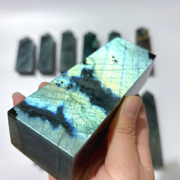 12 Pieces High Quality Large Labradorite Four-Sided Tower