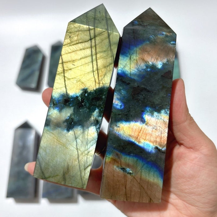 12 Pieces High Quality Large Labradorite Four-Sided Tower