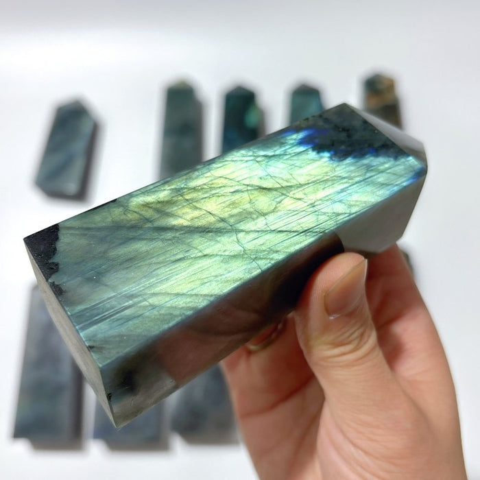 12 Pieces High Quality Large Labradorite Four-Sided Tower