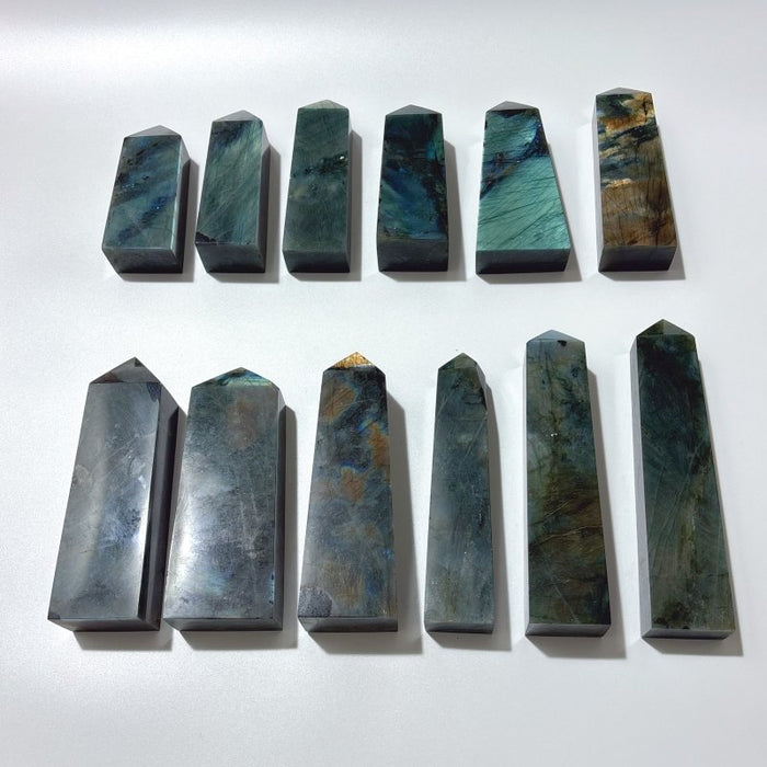 12 Pieces High Quality Large Labradorite Four-Sided Tower