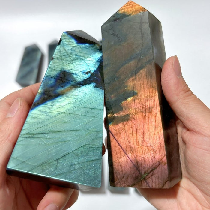 12 Pieces High Quality Large Labradorite Four-Sided Tower