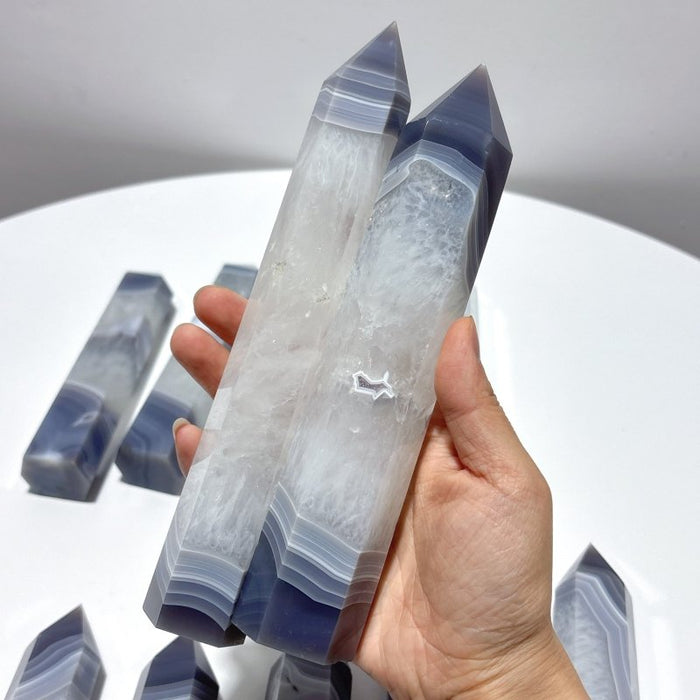 12 Pieces Large Stripe Agate Mixed Quartz Tower