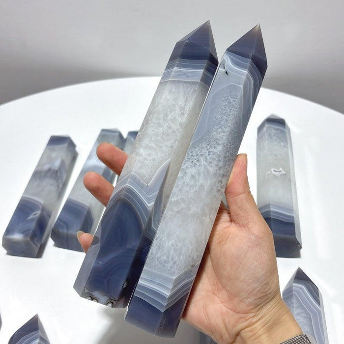 12 Pieces Large Stripe Agate Mixed Quartz Tower