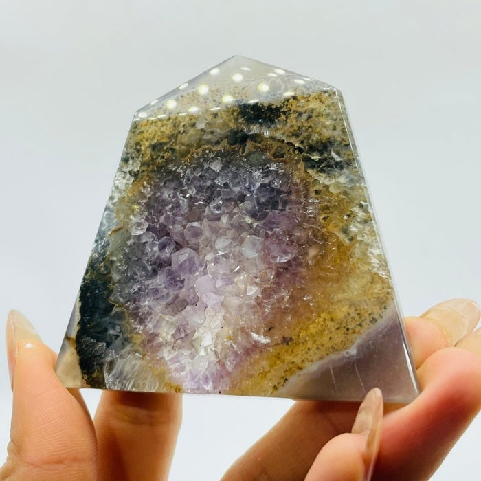 12 Pieces Polished Geode Amethyst Mixed Agate Leftover Tower