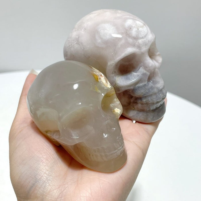 12 Pieces Sakura Agate Skull Carving
