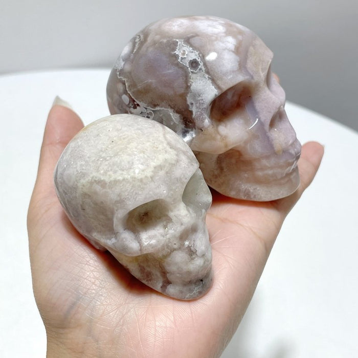 12 Pieces Sakura Agate Skull Carving