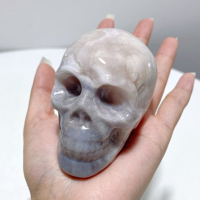 12 Pieces Sakura Agate Skull Carving