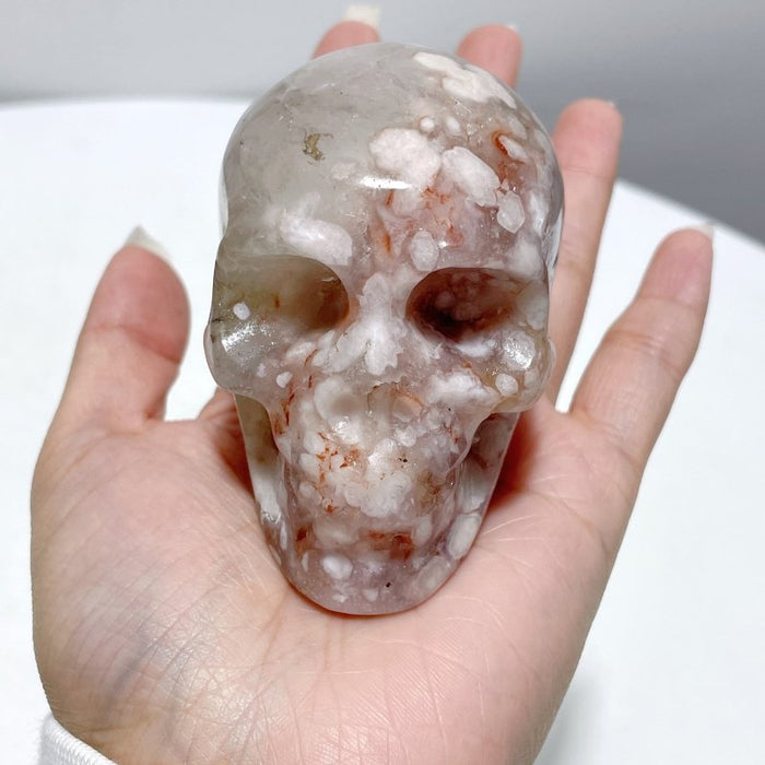 12 Pieces Sakura Agate Skull Carving