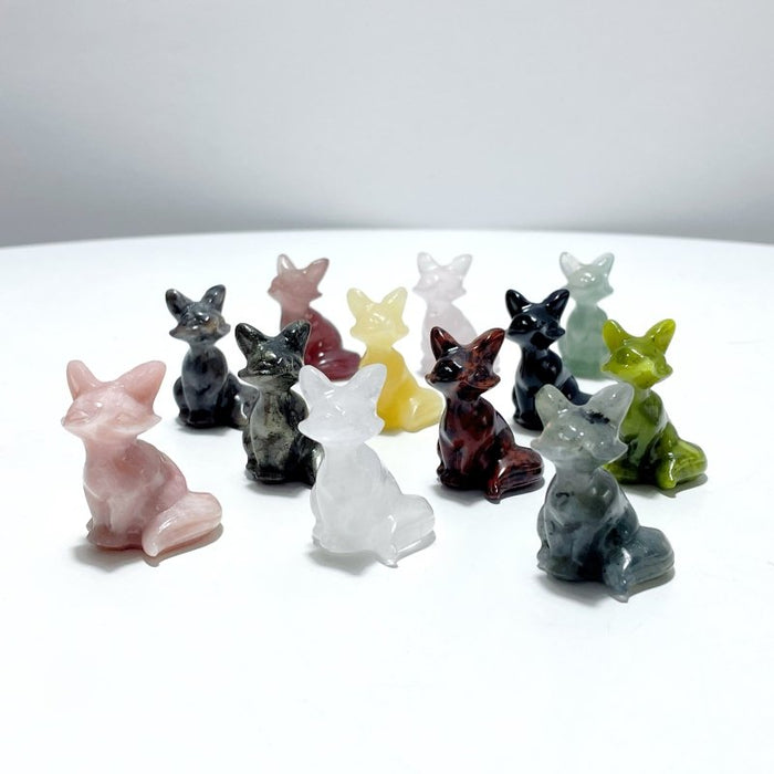 12 Types Fox Carving Wholesale Obsidian Pink Opal Yooperlite