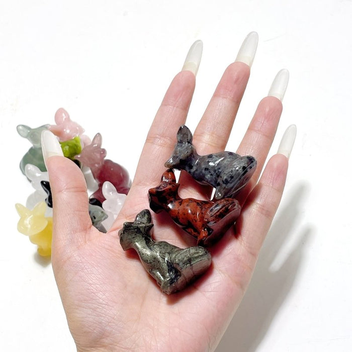12 Types Fox Carving Wholesale Obsidian Pink Opal Yooperlite