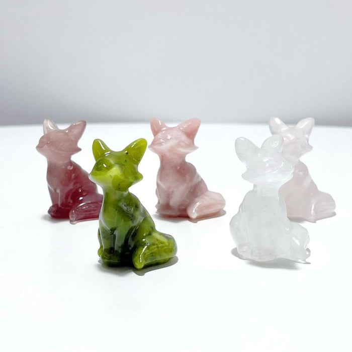 12 Types Fox Carving Wholesale Obsidian Pink Opal Yooperlite