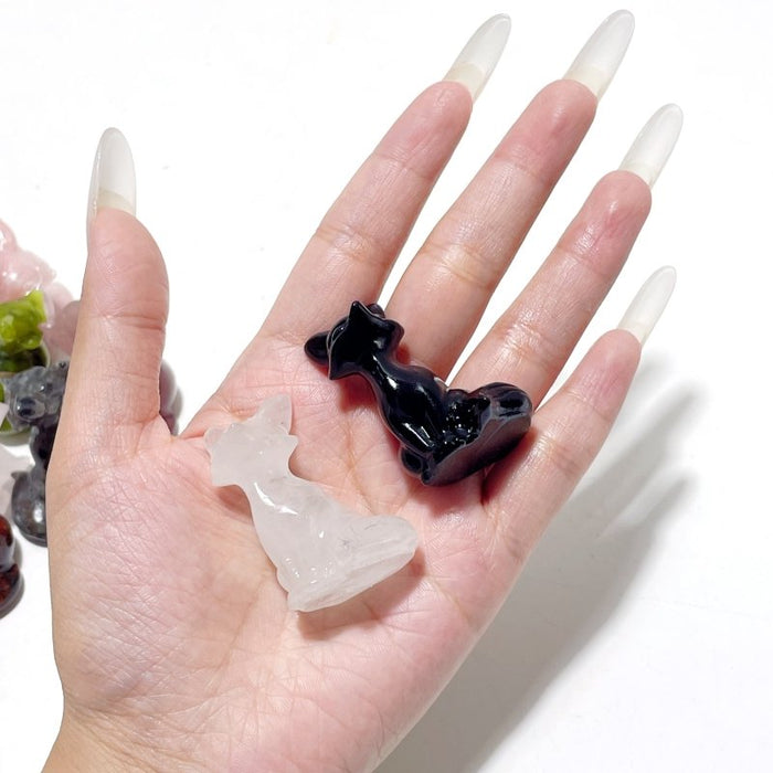 12 Types Fox Carving Wholesale Obsidian Pink Opal Yooperlite