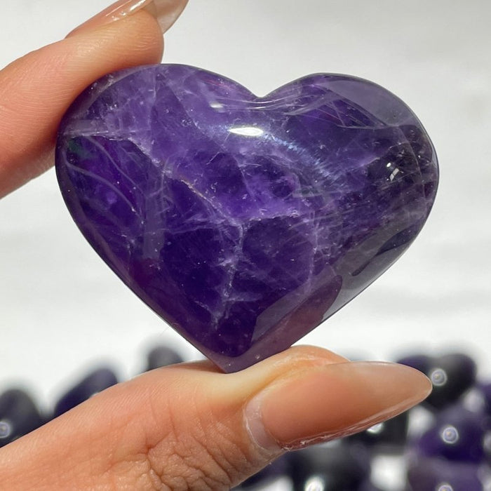 127 Pieces High Quality Deep Purple Chevron Amethyst Heart Crystal