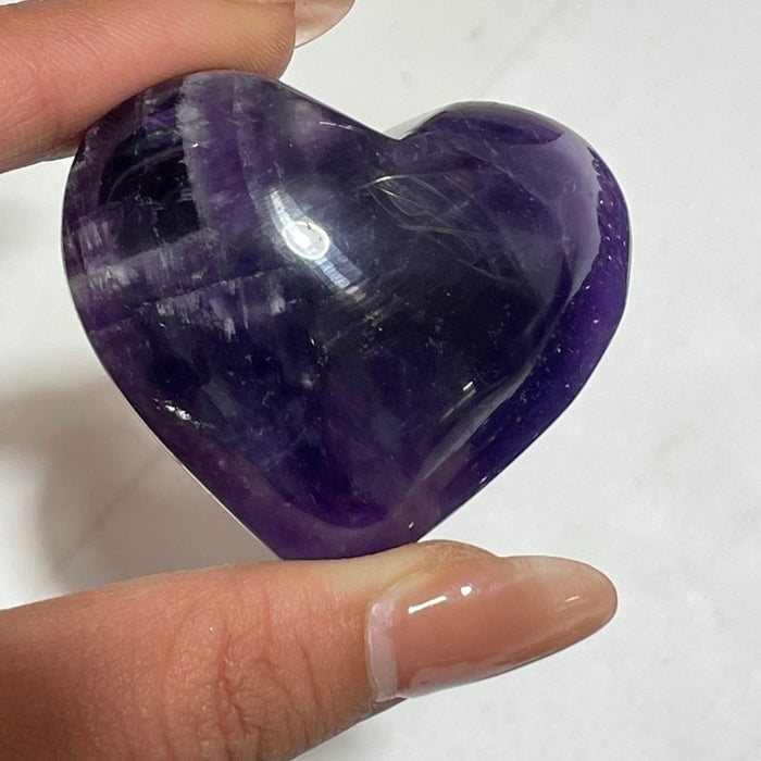 127 Pieces High Quality Deep Purple Chevron Amethyst Heart Crystal
