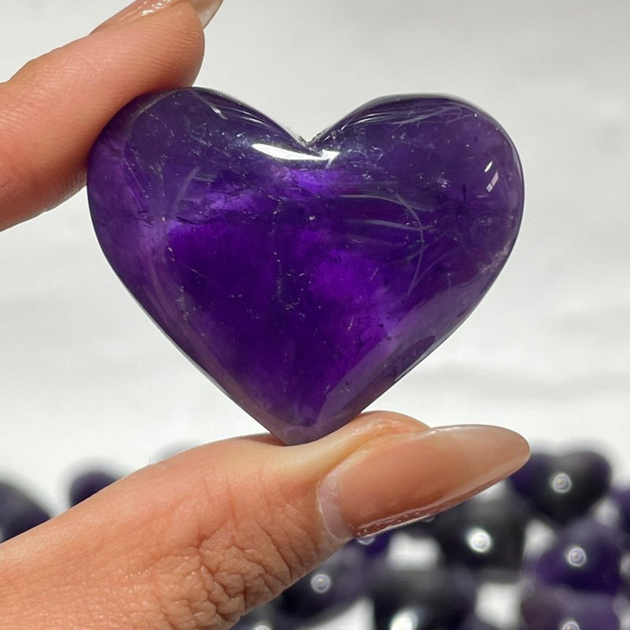 127 Pieces High Quality Deep Purple Chevron Amethyst Heart Crystal