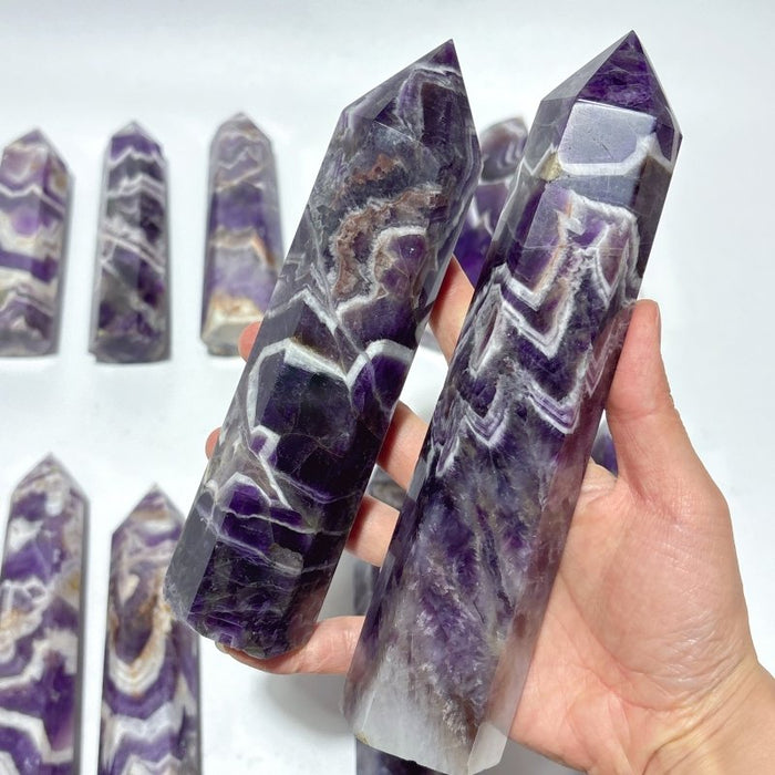 13 Pieces High Quality Chevron Amethyst Tower Points