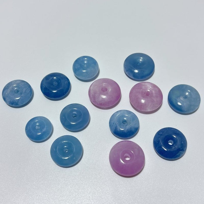 13 Pieces High Quality Mixed Material Donuts Aquamarine Kunzite