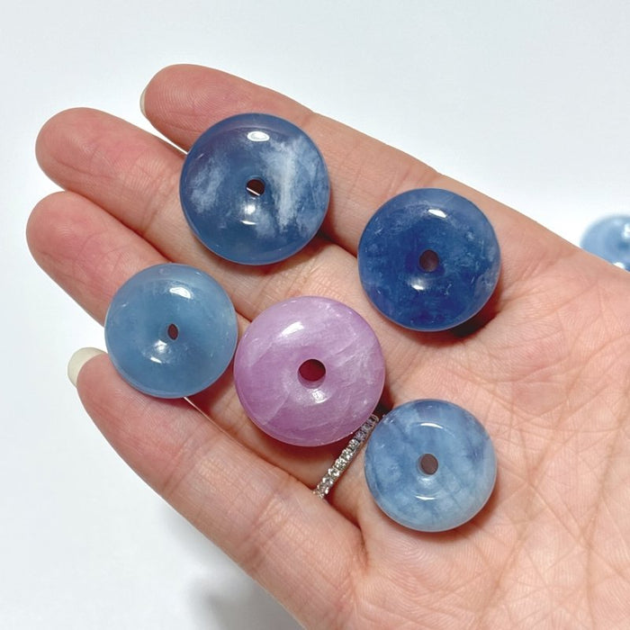 13 Pieces High Quality Mixed Material Donuts Aquamarine Kunzite