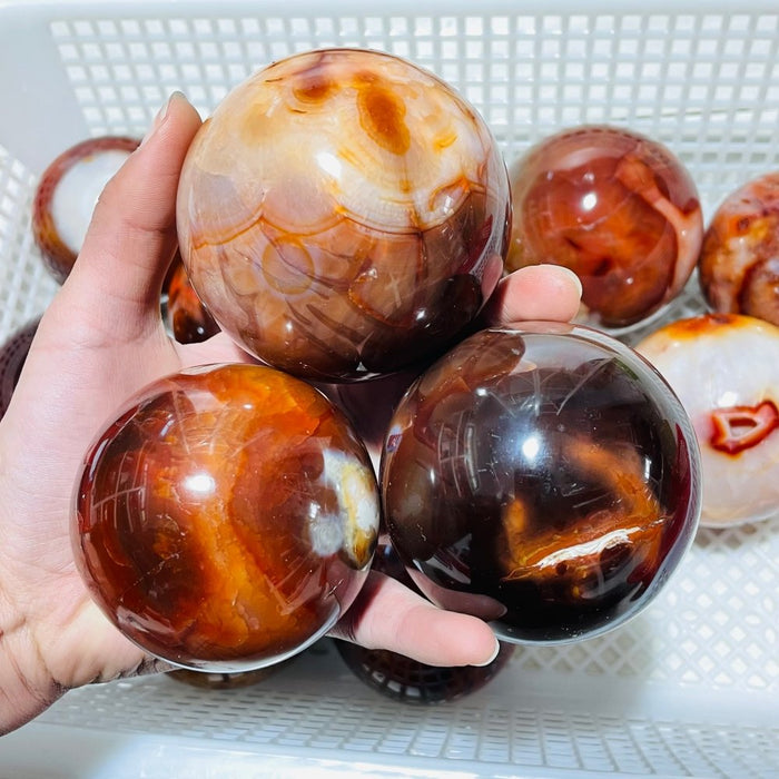 13 Pieces Large Carnelian Stone Spheres