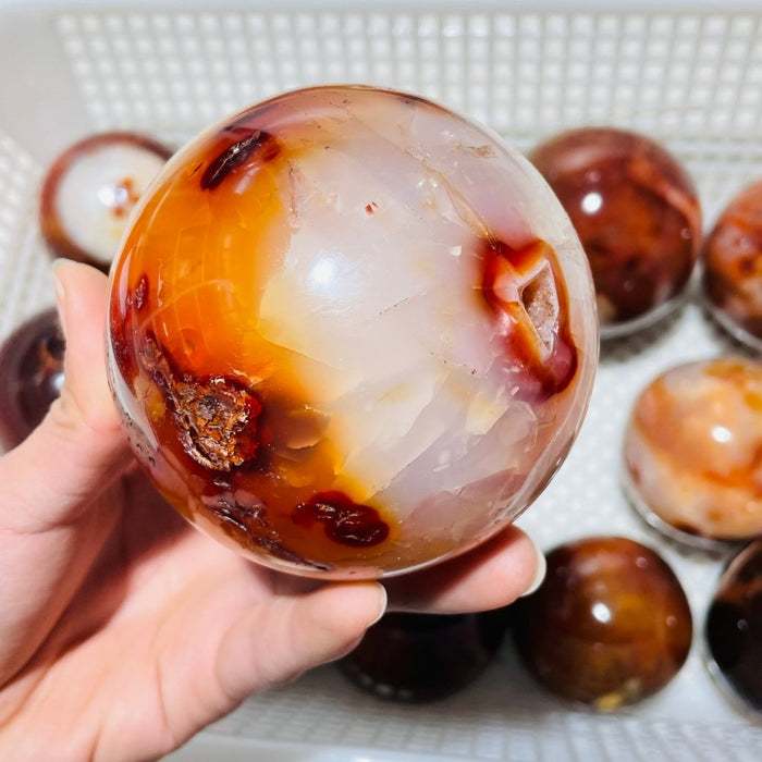 13 Pieces Large Carnelian Stone Spheres