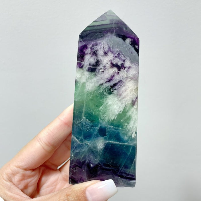 13 Pieces Large Feather Fluorite Four-Sided Tower Points